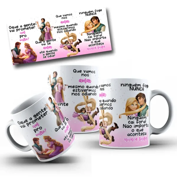 Kit Arquivo Editável Caneca Rapunzel - Promessas Românticas