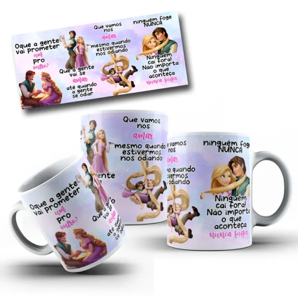Kit Arquivo Editável Caneca Rapunzel - Promessas Românticas