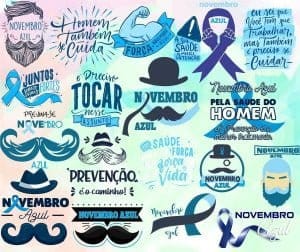 Kit Arquivos Lettering Frases Novembro Azul Homem Png