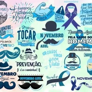 Kit Arquivos Lettering Frases Novembro Azul Homem Png