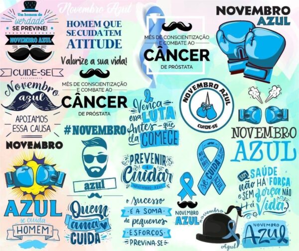 Kit Arquivos Lettering Frases Novembro Azul Homem Png