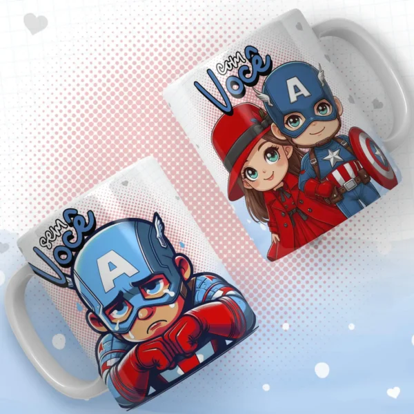 Kit Arte Digital Heróis Namorados para Caneca