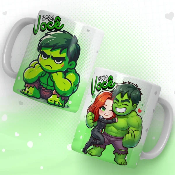 Kit Arte Digital Heróis Namorados para Caneca