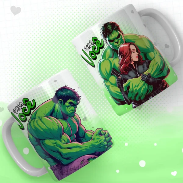 Kit Arte Digital Heróis Namorados para Caneca