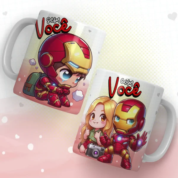 Kit Arte Digital Heróis Namorados para Caneca