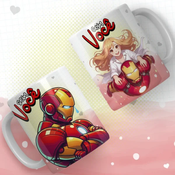 Kit Arte Digital Heróis Namorados para Caneca