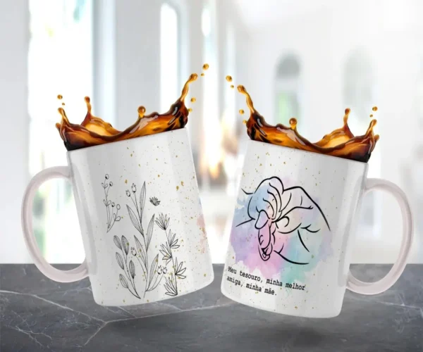Kit Arte para Caneca Dia das Mães - Estilo Minimalista