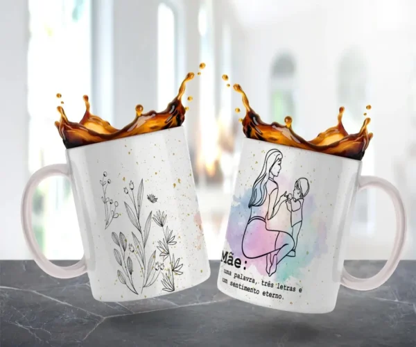 Kit Arte para Caneca Dia das Mães - Estilo Minimalista