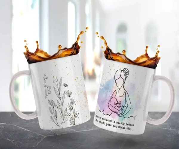 Kit Arte para Caneca Dia das Mães - Estilo Minimalista