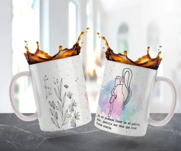 Kit Arte para Caneca Dia das Mães - Estilo Minimalista