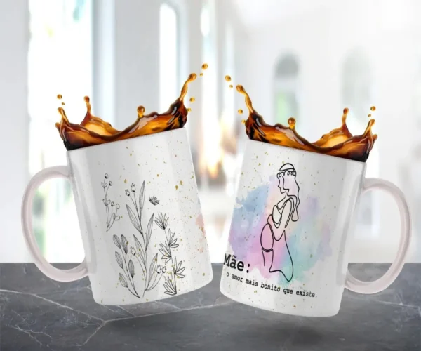 Kit Arte para Caneca Dia das Mães - Estilo Minimalista