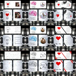 Kit Arte para Canecas: Dia dos Namorados - Design de Linhas