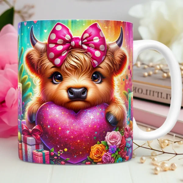 Kit Artes 3D para Caneca de Dia dos Namorados Vaquinhas Love