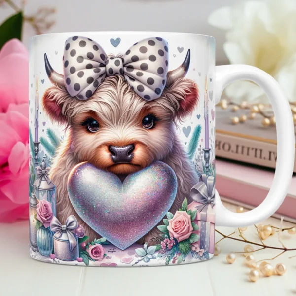 Kit Artes 3D para Caneca de Dia dos Namorados Vaquinhas Love