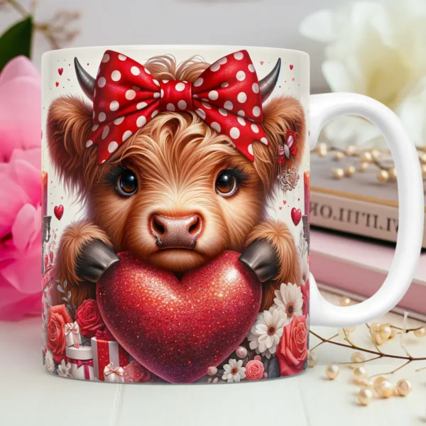 Kit Artes 3D para Caneca de Dia dos Namorados Vaquinhas Love