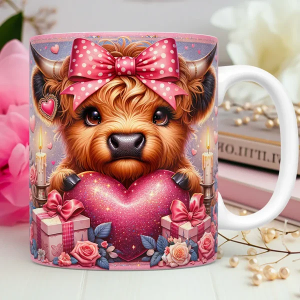 Kit Artes 3D para Caneca de Dia dos Namorados Vaquinhas Love