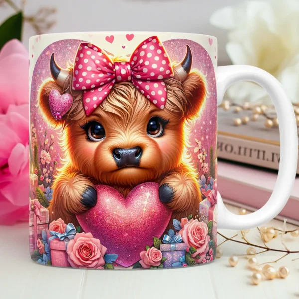 Kit Artes 3D para Caneca de Dia dos Namorados Vaquinhas Love
