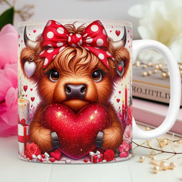 Kit Artes 3D para Caneca de Dia dos Namorados Vaquinhas Love
