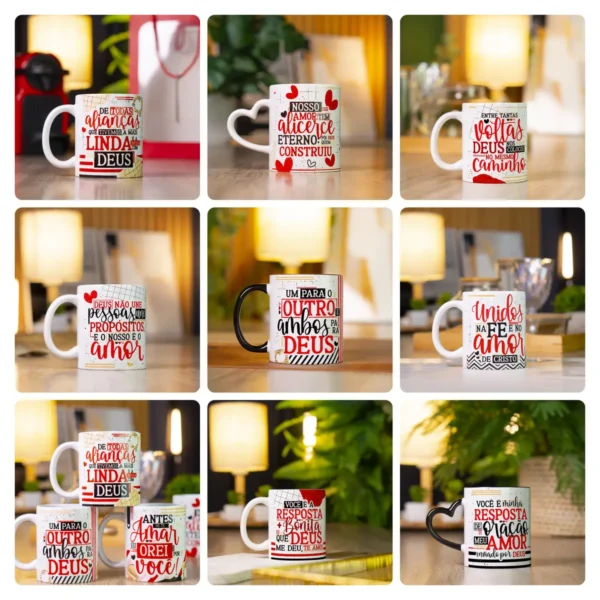 Kit Artes Dia dos Namorados - Caneca e Azulejos PNG