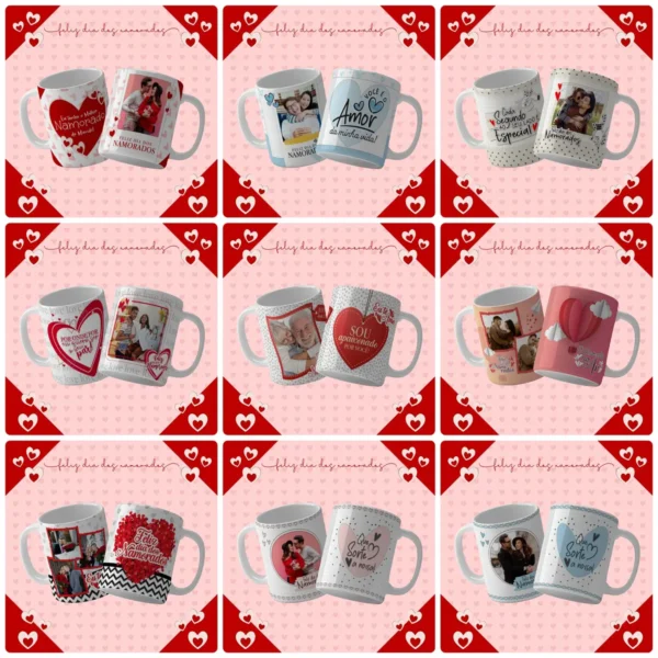 Kit Artes Dia dos Namorados para Caneca, Almofada e Azulejo