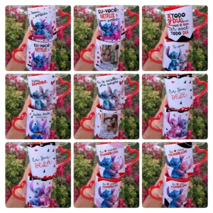 Kit Artes Digitais Stitch para Caneca Dia dos Namorados