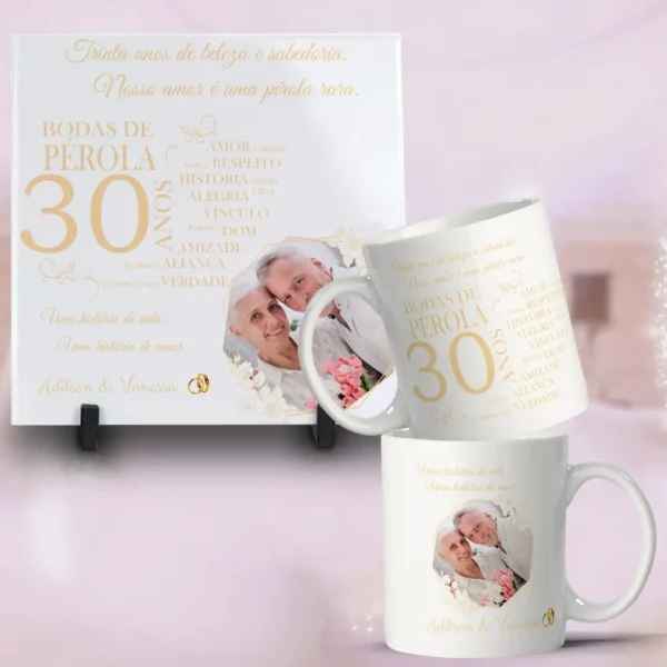Kit Artes Editáveis para Canecas - Bodas de Casamento