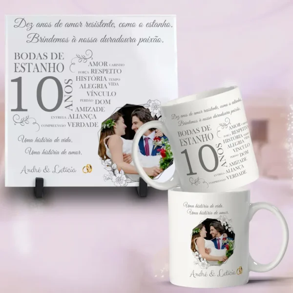 Kit Artes Editáveis para Canecas - Bodas de Casamento