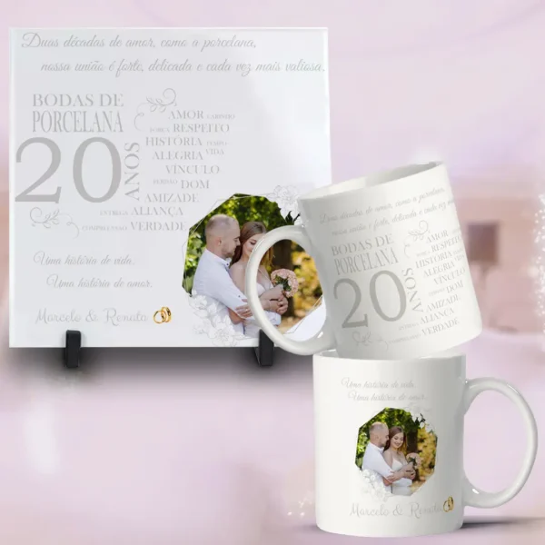 Kit Artes Editáveis para Canecas - Bodas de Casamento