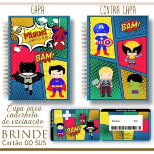 Kit Capa e Cartão Sus Super Heróis 30 Kit Capa e Cartão Sus Super Heróis