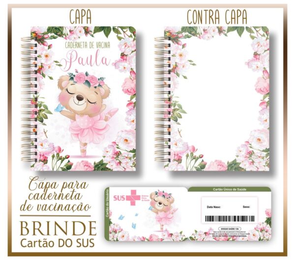 Kit Capa e Cartão Sus Ursinha Bailarina