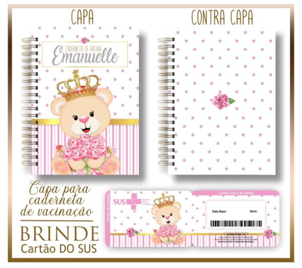 Kit Capa e Cartão Sus Ursinha Princesa