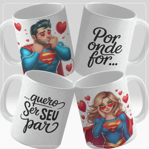 Kit com 16 Designs de Canecas para Dia dos Namorados