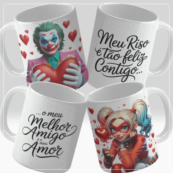Kit com 16 Designs de Canecas para Dia dos Namorados