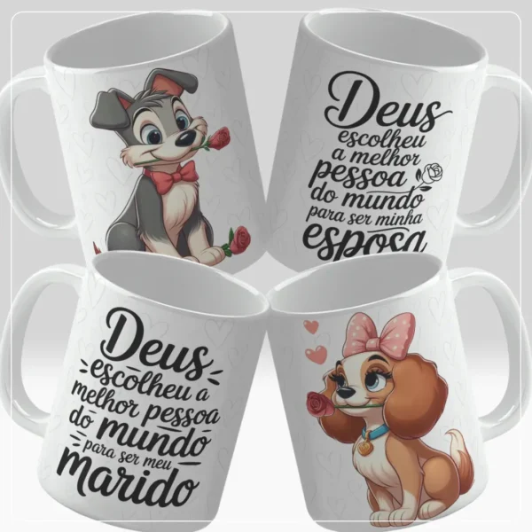Kit com 16 Designs de Canecas para Dia dos Namorados