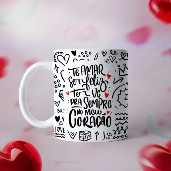 Kit com 19 Designs Românticos para Caneca do Dia dos Namorados