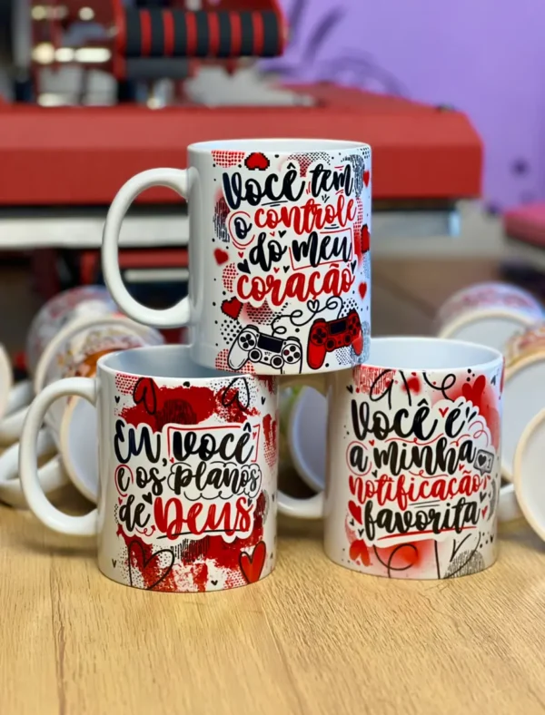 Kit com 39 Designs de Canecas para Dia dos Namorados