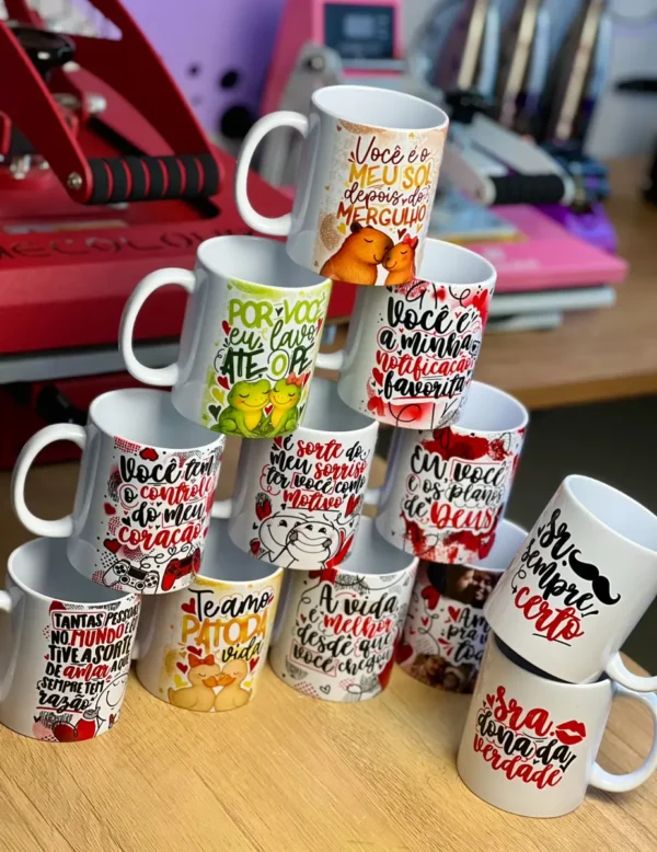 Kit com 39 Designs de Canecas para Dia dos Namorados