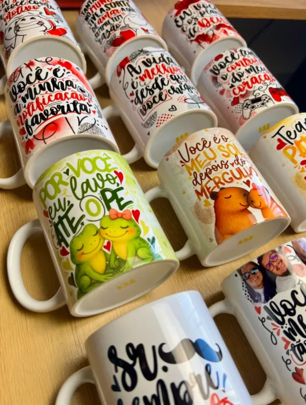 Kit com 39 Designs de Canecas para Dia dos Namorados