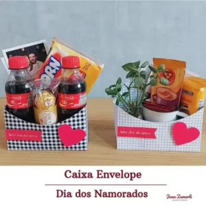Kit Corte Digital Caixa Envelope Romântica Dia dos Namorados