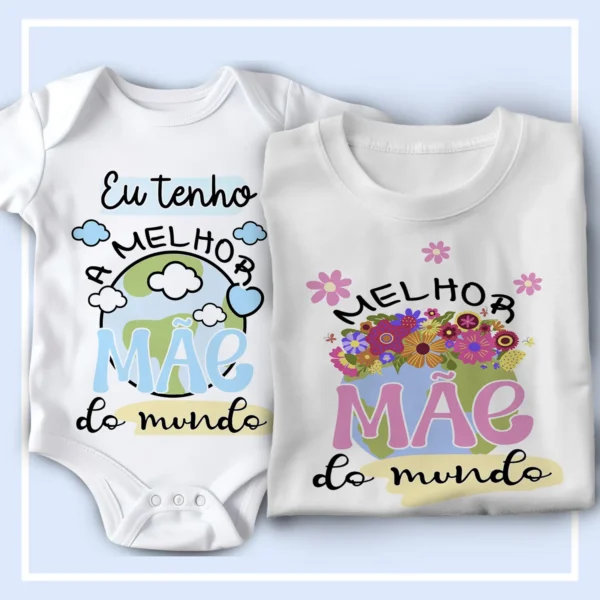 Kit de Artes Editáveis para Body Infantil Dia das Mães