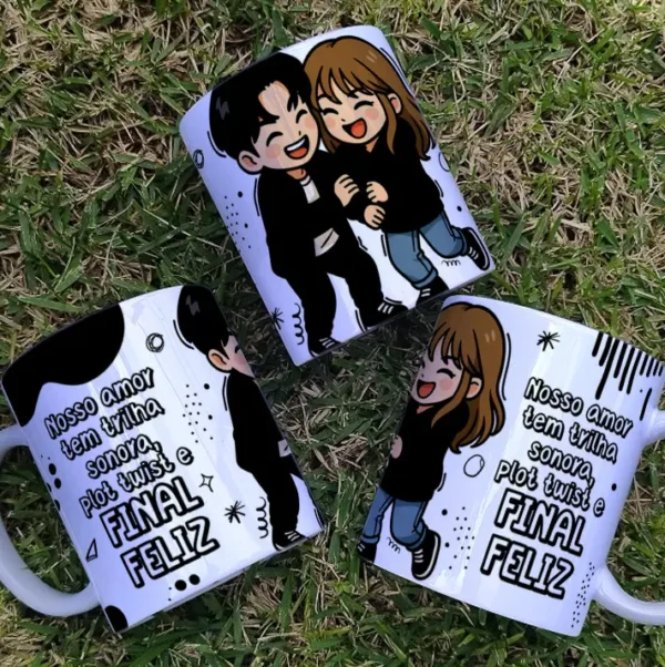 Kit de Artes Editáveis para Caneca de Dia dos Namorados