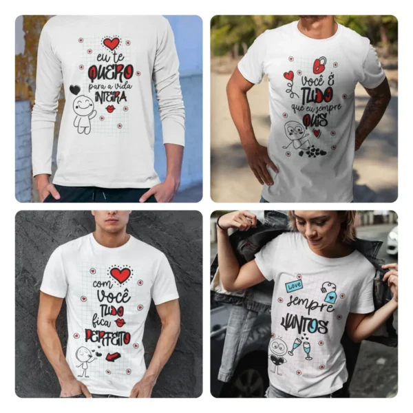 Kit de Artes para Camisas de Namorados Editáveis