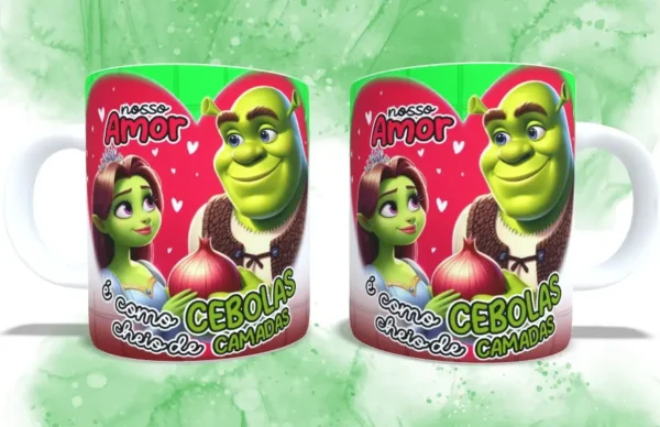 Kit de Artes para Caneca Fiona e Shrek Dia dos Namorados