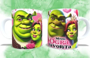 Kit de Artes para Caneca Fiona e Shrek Dia dos Namorados