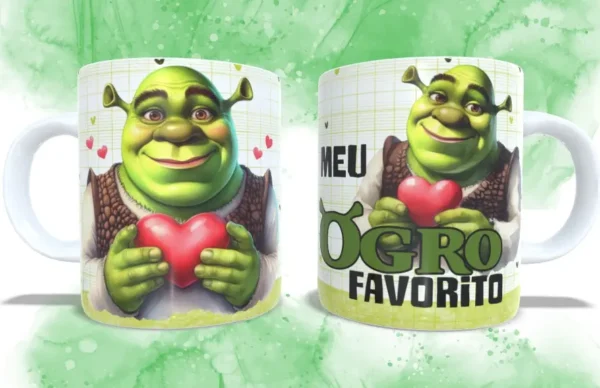 Kit de Artes para Caneca Fiona e Shrek Dia dos Namorados