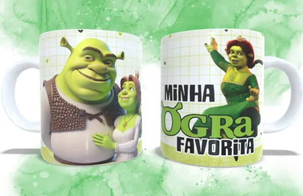 Kit de Artes para Caneca Fiona e Shrek Dia dos Namorados