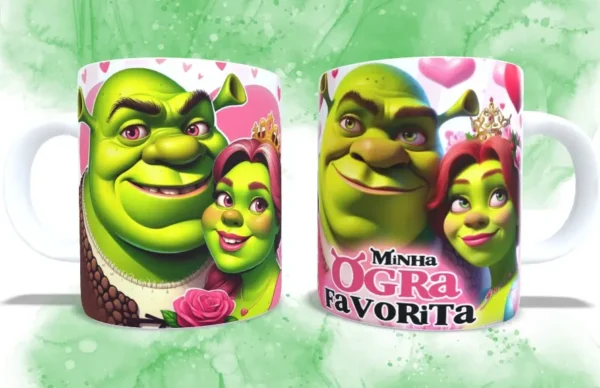 Kit de Artes para Caneca Fiona e Shrek Dia dos Namorados