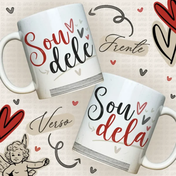 Kit de Artes para Canecas - Dia dos Namorados