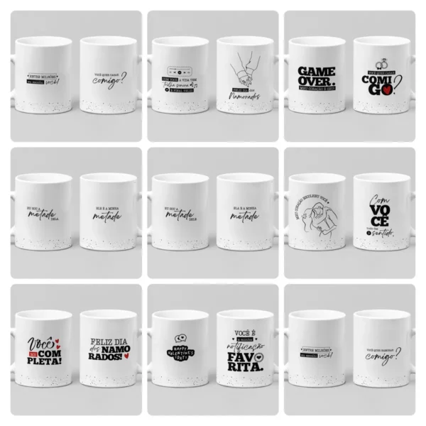 Kit de Artes para Canecas - Dia dos Namorados em PDF