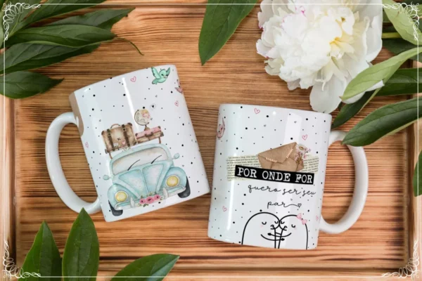 Kit de Designs para Canecas de Namorados em Corel